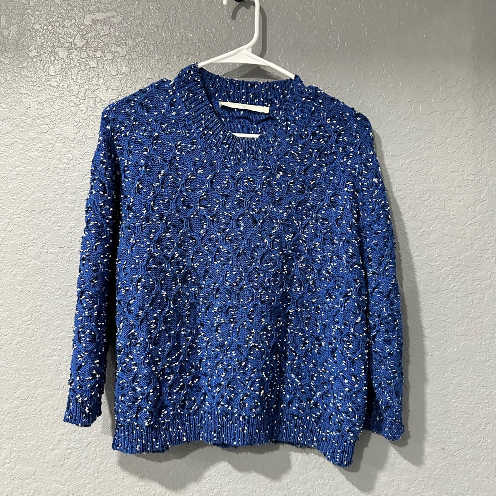 Thakoon Blue, Black & White Long Sleeve Knit Sweater Size XS